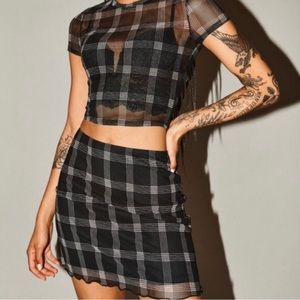 Mesh Plaid Top